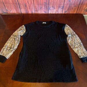 12PM By Mon Ami‎ Black Sweater Dress With Sequined Sleeves anthropology